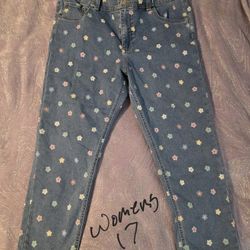 Womens kapri flower jeans