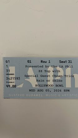 ZZTop Concert Ticket