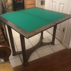 Beautiful Real Wood Glass Top Vintage Poker Table/game Table 