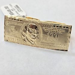 10kt Gold $100 Bill Double Finger Ring 
