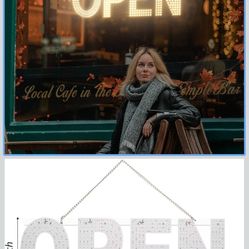 LED Open Sign for Business,22"x7" Dimmable Brightness Large Electric Light Up Sign, Hanging Installation for Store Restaurant Office Bar Hotel Salon (