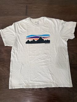 Vintage Patagonia Fitz Roy Banner Organic Cotton Tee - White (Size Large)