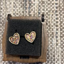 Rainbow Glitter Heart Earrings 