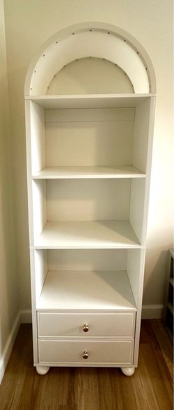 White Arched Bookcase with Drawers