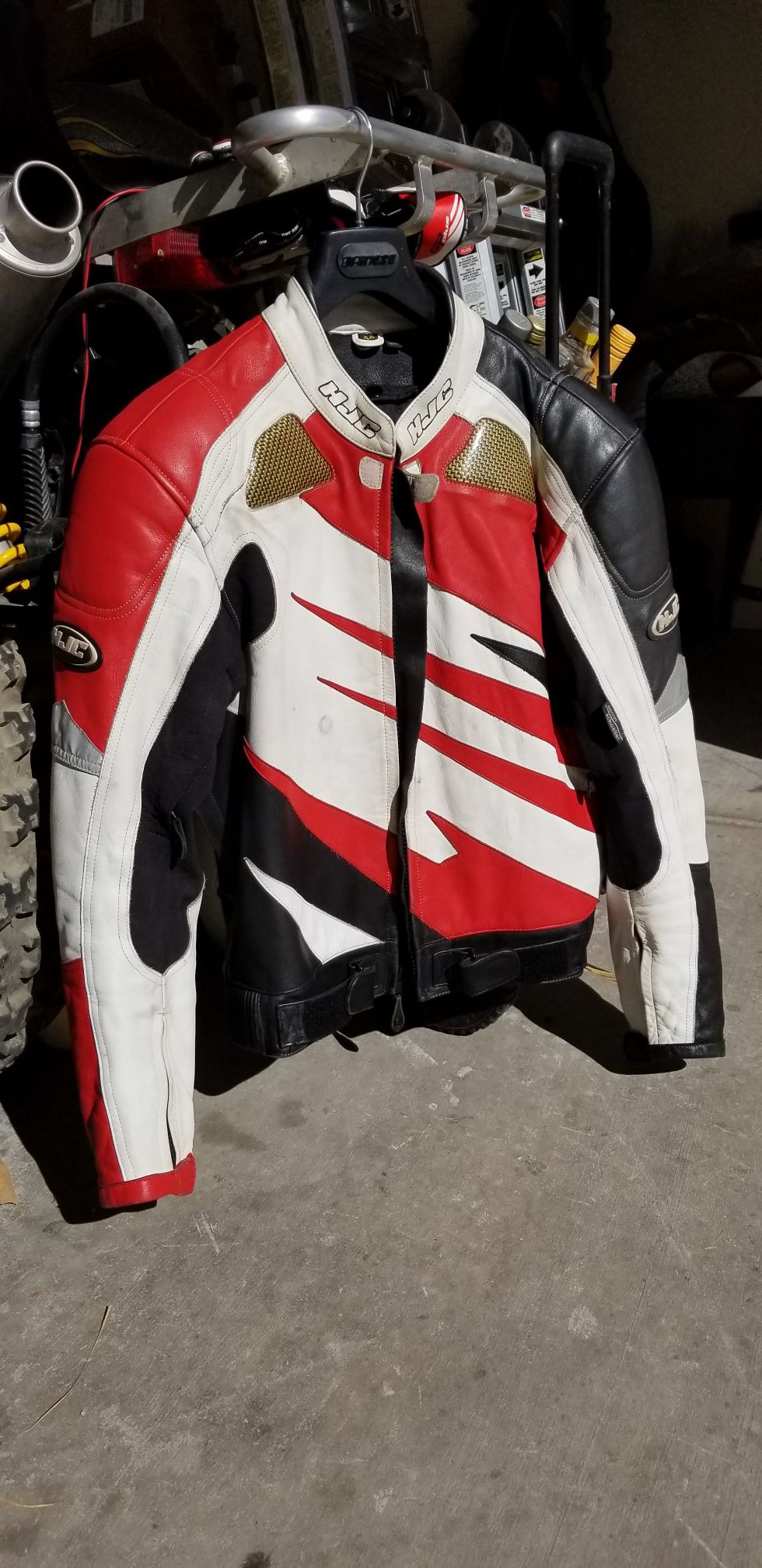 HJC size 44 leather motorcycle jacket