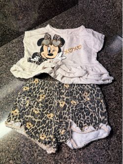 Minnie Mouse leopard xoxo outfit 2pcs 12mos