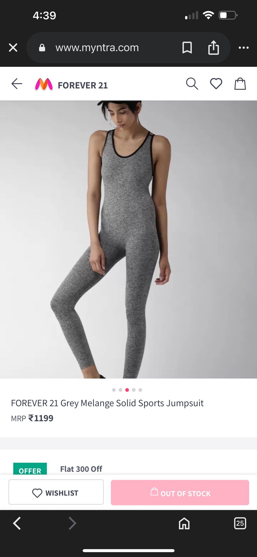 FOREVER 21 Grey Melange Solid Sports Jumpsuit. Size S