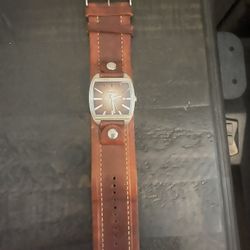 Mens Fossil Brown Leather Watch