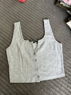 Grey Buttoned Tank Top