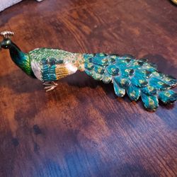 Peacock Enameled Trinket Box