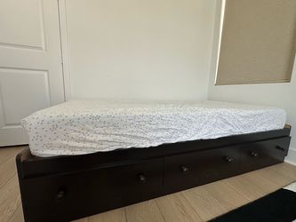 Twin Platform Bed Frame with Storage Drawers & mattress