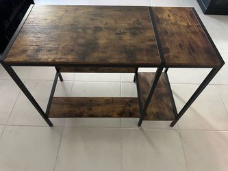 Industrial Wood and Metal Desk with Shelves
