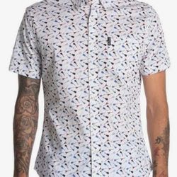 Ben Sherman guitar print Soho slim stretch fit short sleeve shirt

