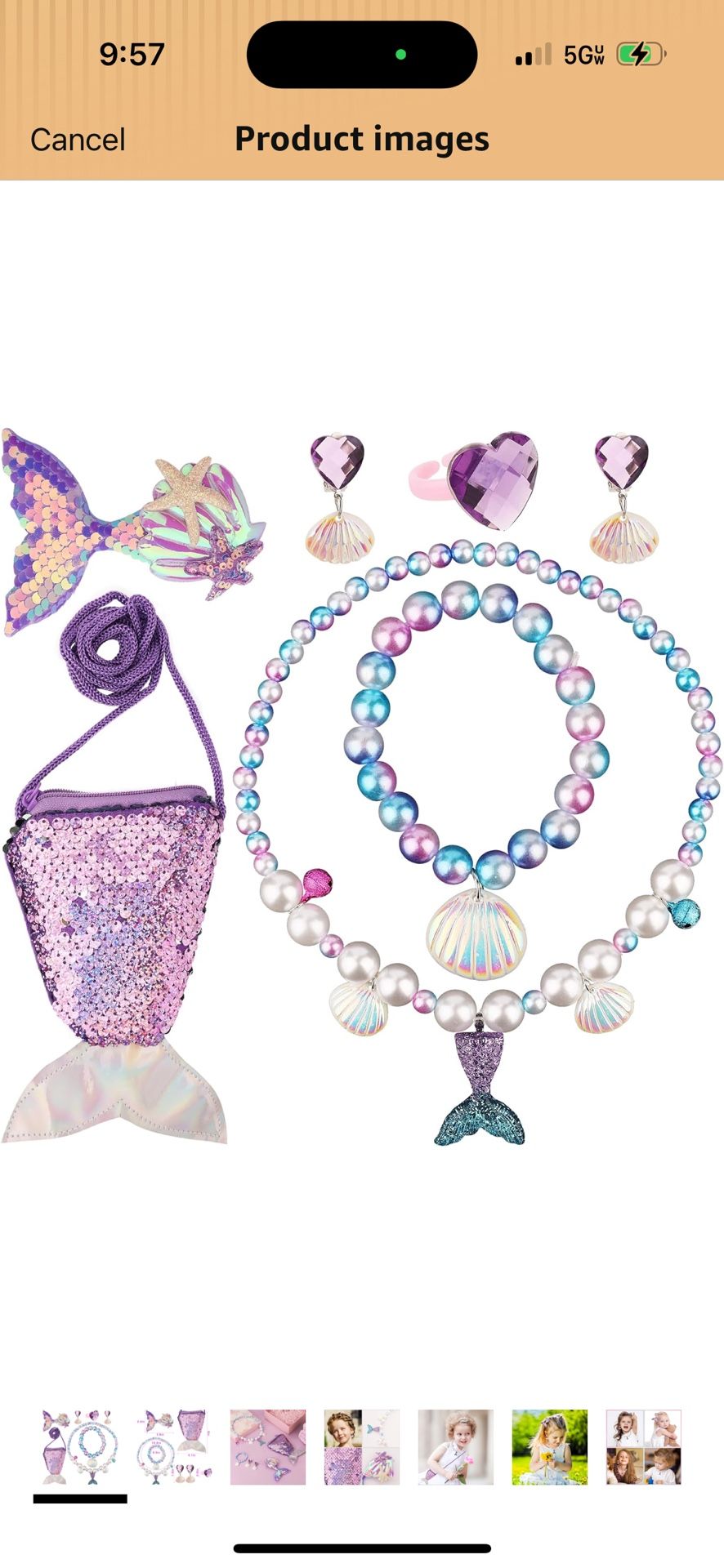 Halloween Mermaid Jewelry, Mermaid Jewelry Supplies Mermaid Outfit Costume with Handbags Earrings Rings Necklaces Bracelets Hair Clips Dress Up f