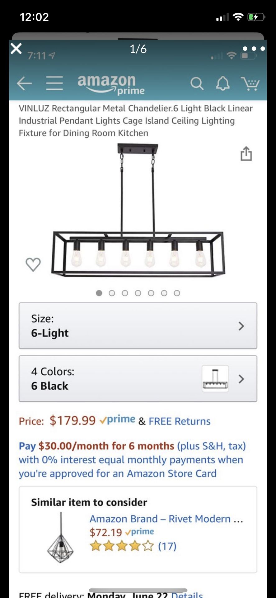 VINLUZ Rectangular Metal Chandelier.6 Light Black Linear Industrial Pendant Lights Cage Island Ceiling Lighting Fixture for Dining Room Kitchen