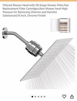 10" Filtered Rain Shower Head Set w/ 2 Extra Filters - Chrome