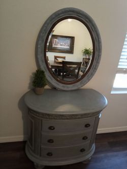 Custom Wood French Style Chest Drawer With Mirror