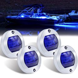 Set of 4 Blue LED Boat Waterproof Deck Lights NIB