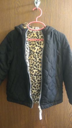 Girls Size 5 reversible leopard coat jacket