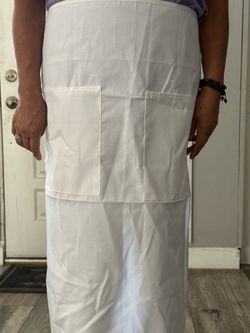 White Full-Length Apron with Pockets