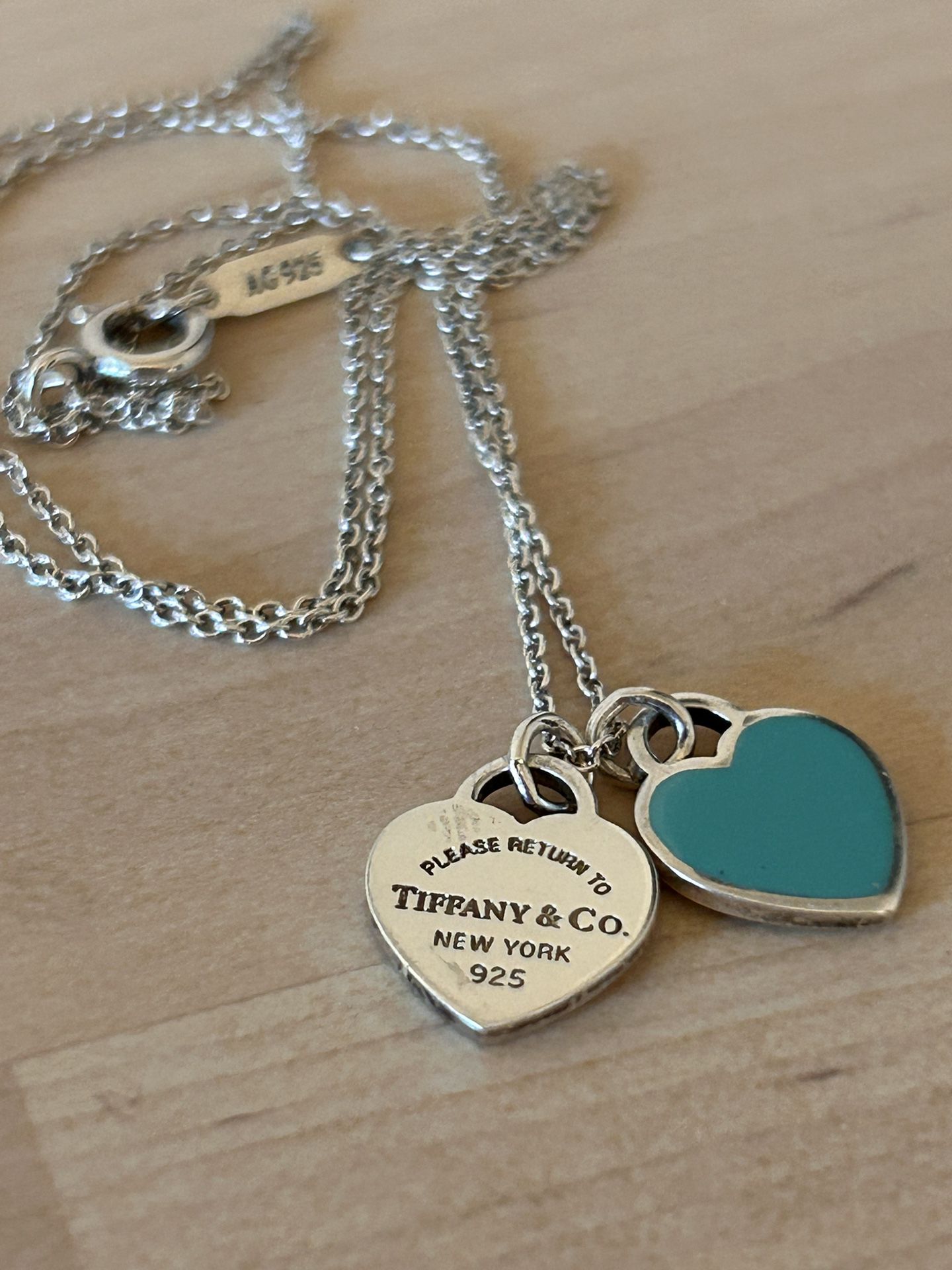 Tiffany Blue Double Heart Tag Necklace