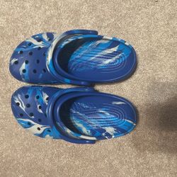 Blue marble Crocs