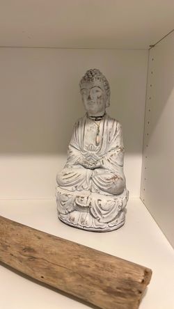 White Distressed Buddha Statue
