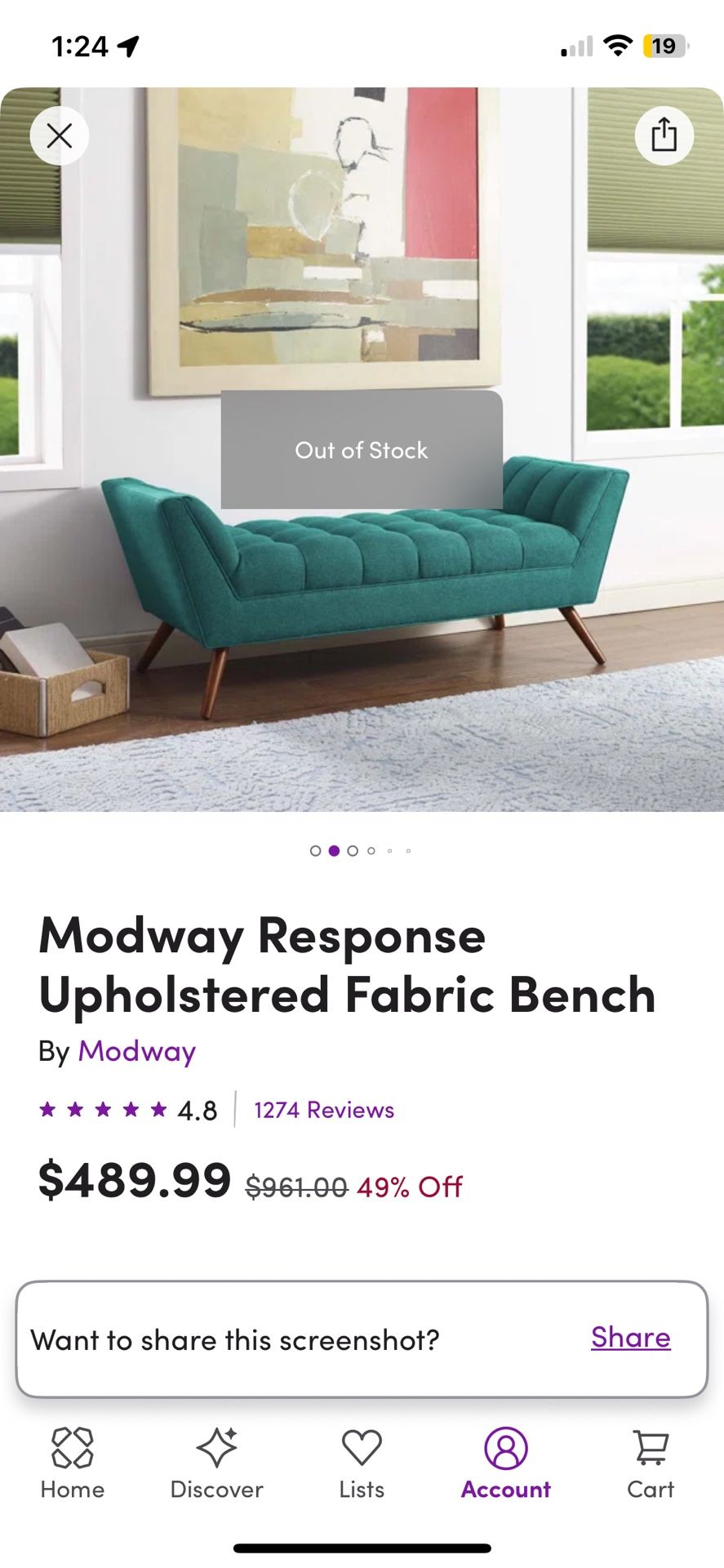 Navy Upholstered Bench