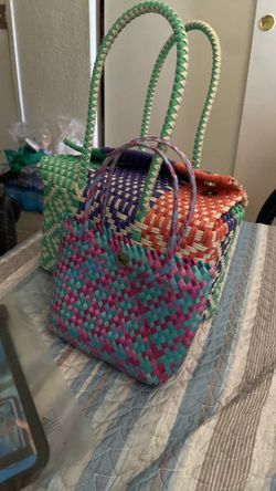 Two handmade woven bags