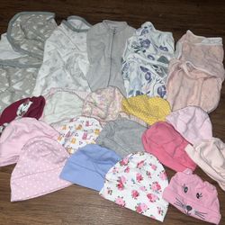 Swaddles And baby girl Hats