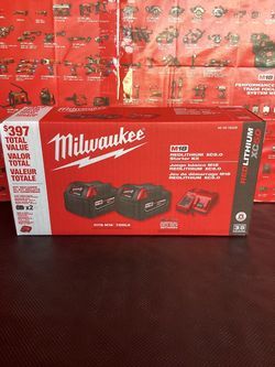 Milwaukee M18 18-VOLT LITHIUM-ION XC STARTER KIT WITH (2) 5.0 AH BATTERIES AND CHARGER