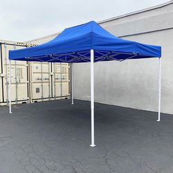 Brand New $145 Heavy-Duty 10x15 FT Outdoor Ez Pop Up Canopy Party Tent Instant Shades w/ Carry Bag (White, Blue)