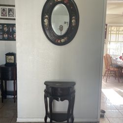 Small Wood Side Table With Mirror