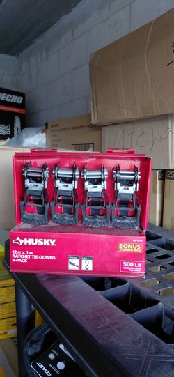 Husky 12 ft x 1 in Ratchet Tie-Downs 4-Pack