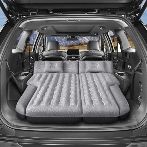 DikaSun Inflatable SUV Air Mattress: Double-Sided Flocking Car Mattresses for Back SUV, Travel Camping SUV Sleeping Bed Mattress with Air Pump 2 Pillo