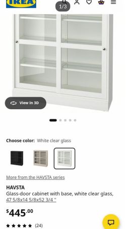 IKEA HAVSTA White Glass-Door Cabinet with Base