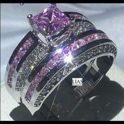 New 18k White Gold Wedding Ring Set 