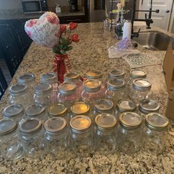 24 Glass Canning Jars With Lids And Rings 