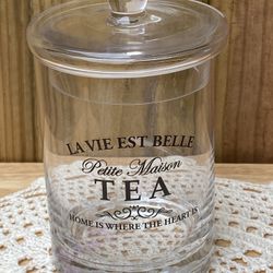 NEW! Rustic Tea Bag Tin OR Glass Tea Bags Jar