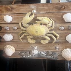 Hanging Picture With Crab And Sea Shells $20