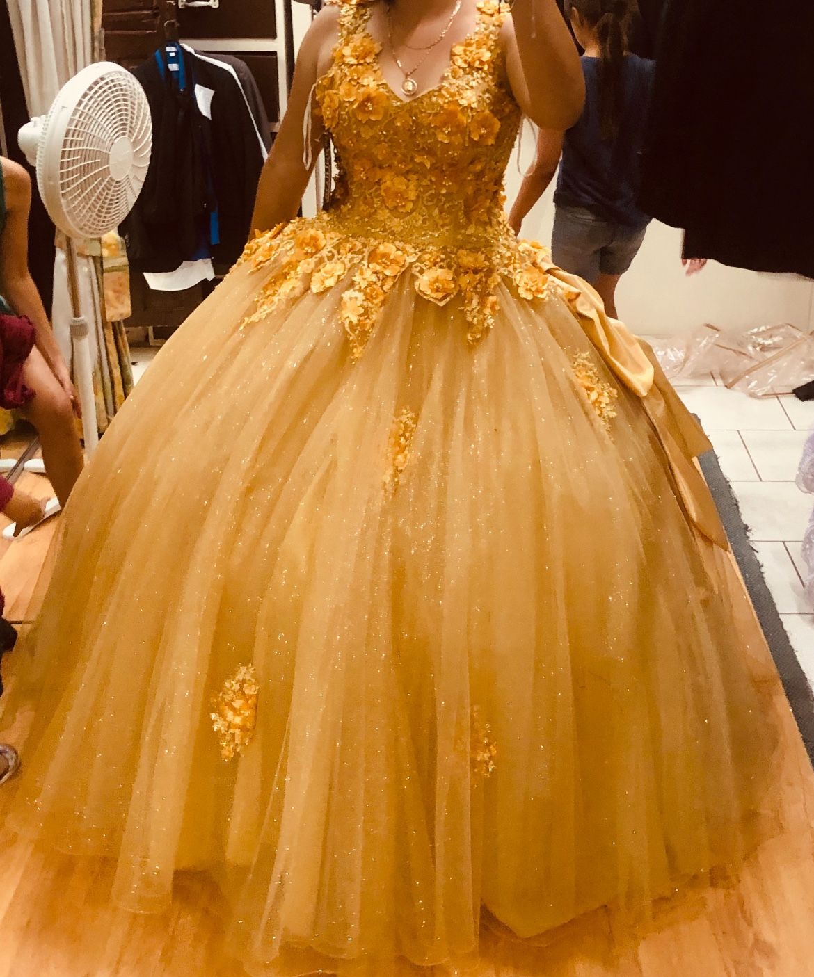 mahi gold addie dress Mexican Themed Quinceanera Dresses Ball Gown Gold Lace