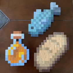 Minecraft-Inspired Wood Block Handmade Art