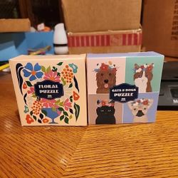 Lot Of Puzzles 36 Piece Floral, 36 Piece Cats And Dogs