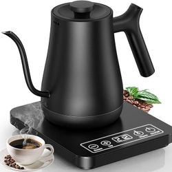 Gooseneck Electric Kettle Temperature Control Large LCD Screen Quick Boiling Pour Over Kettle for Coffee & Tea Anti-dry Protection, Stainless Steel In