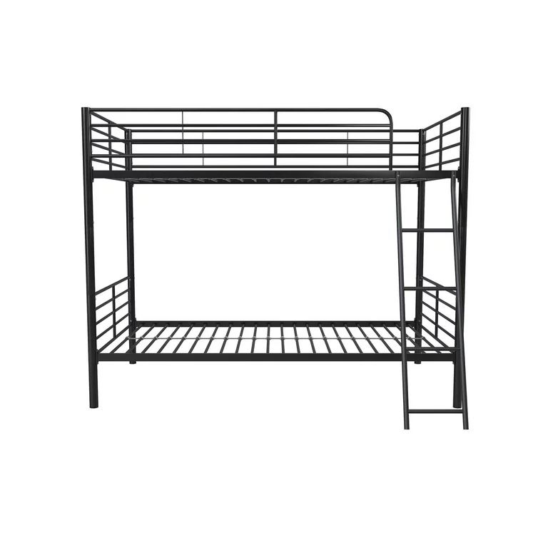 Mainstays Convertible Twin over Twin Metal Bunk Bed, Black, New In Box