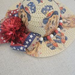 Handmade Golden Retriever Patriotic Hat 