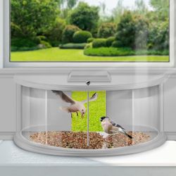 Window Bird Feeders for Viewing Inside House, 180° Clear View, Stable & Durable, Easy to Install and Feed, Windproof Baffle, No Gaps, for 24-38 Inch W