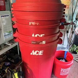 Ace 32 Gal Plastic Garbage Can With Lid 