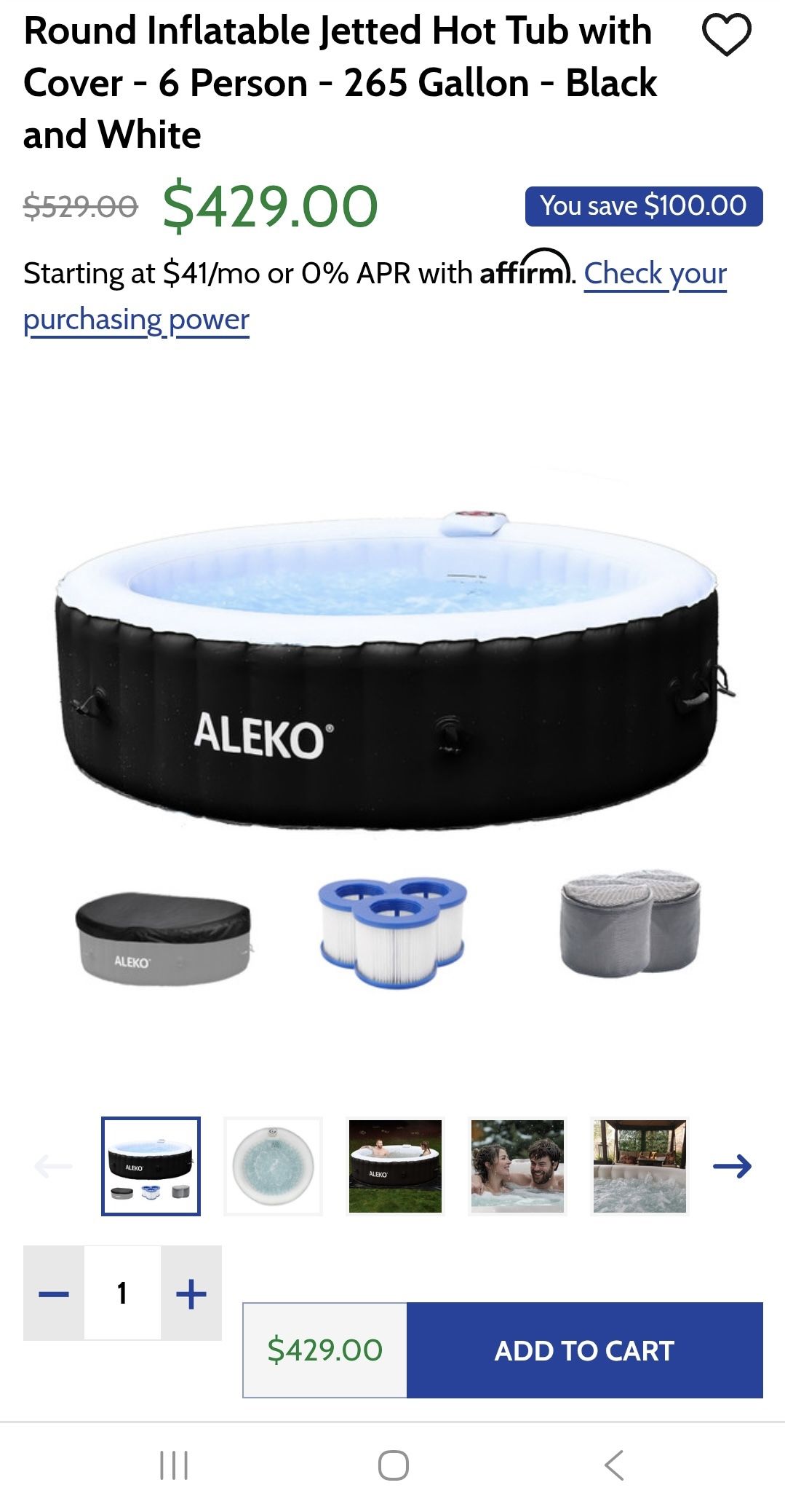 6 Person Inflatable Jetted Hot Tub