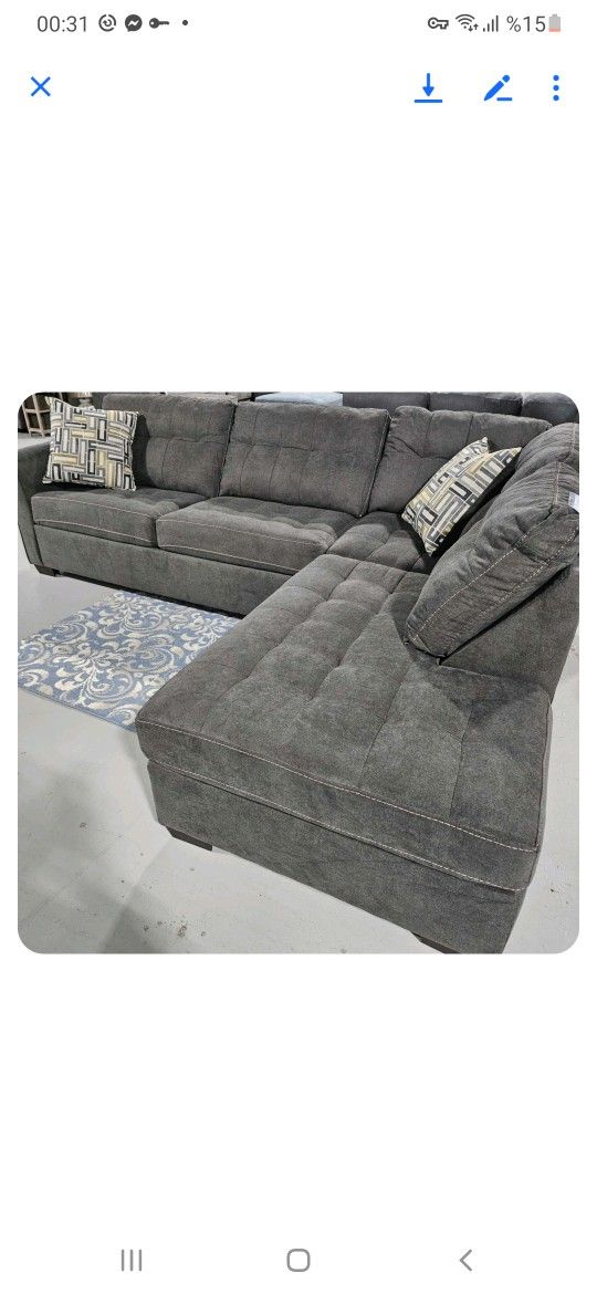 AP🎉 Gray 2 Piece Sectional Couch With Chaise// Financing & Delivery
